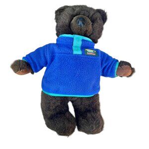 L.L. Bean Plush Bear 17" With Blue Fleece Jacket By Douglas Co Polyester Fibers